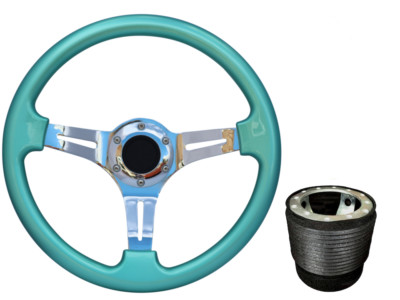 Mint Green Chrome TS Steering Wheel + Boss Kit for PROTON 018