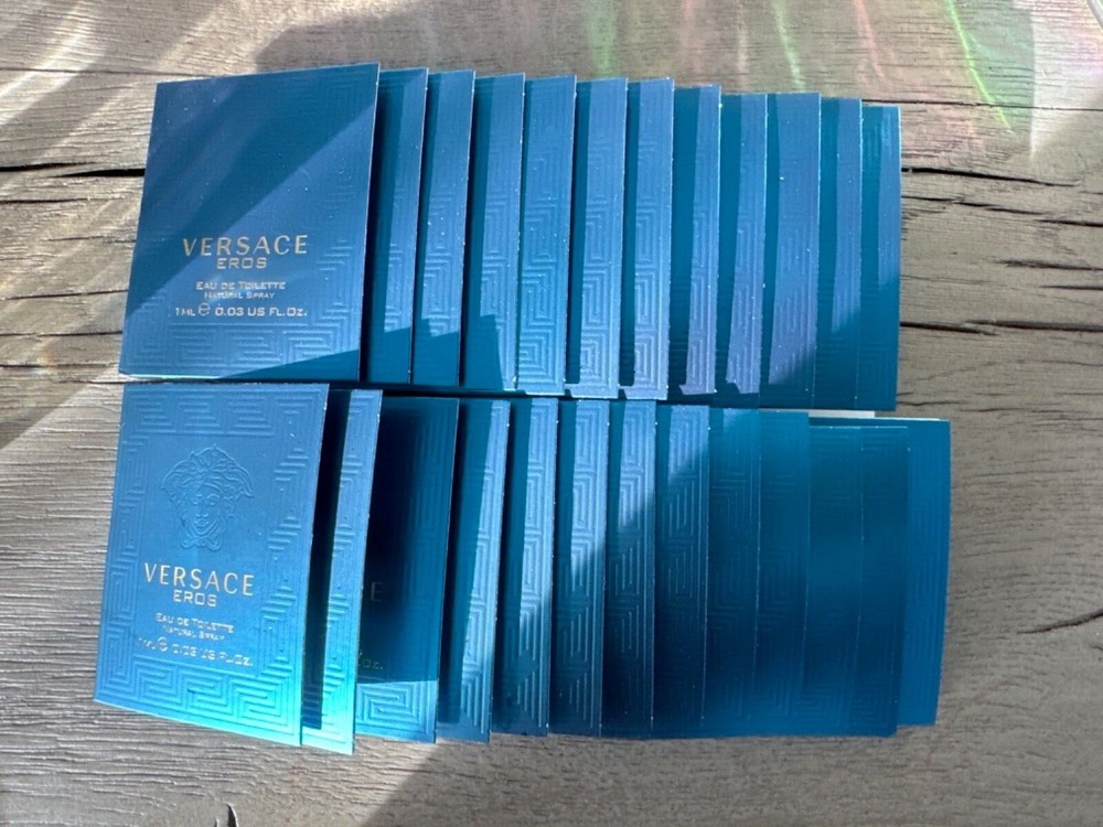Lot 20x Versace Eros Eau De Toilette EDT Carded Sample Spray Vial 0.03 oz/1 ml