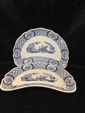 Pair of Old Chelsea Furnivals Cresent Plates