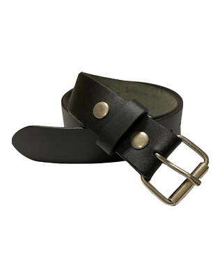 #ad Genuine Leather belt 1 Holes Dress Casual 1Prong Roller Removable Buckle $14.59