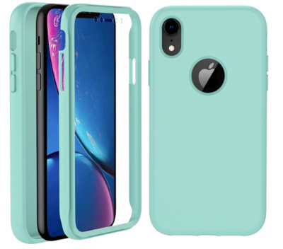 OWKEY Case for iPhone XR Full Body Cover 360° Soft Liquid Silicone Light Green