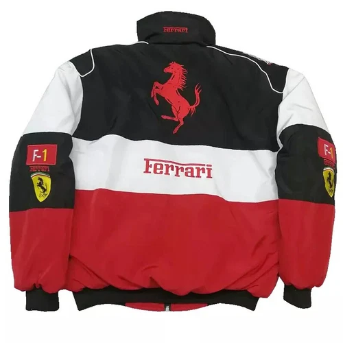 NEU Erwachsene Rennjacke Vintage, Ferrari Jacke, bestickte Baumwolle wattiert heiß - Bild 12 von 36