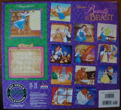 Disney's Beauty and the Beast 1994 Wall Calendar(12X12) - Picture 2 of 2