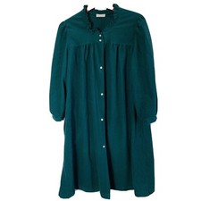 Lorraine Womens Long Sleeve Dark Green Warm Nightgown Robe Large Snap Front