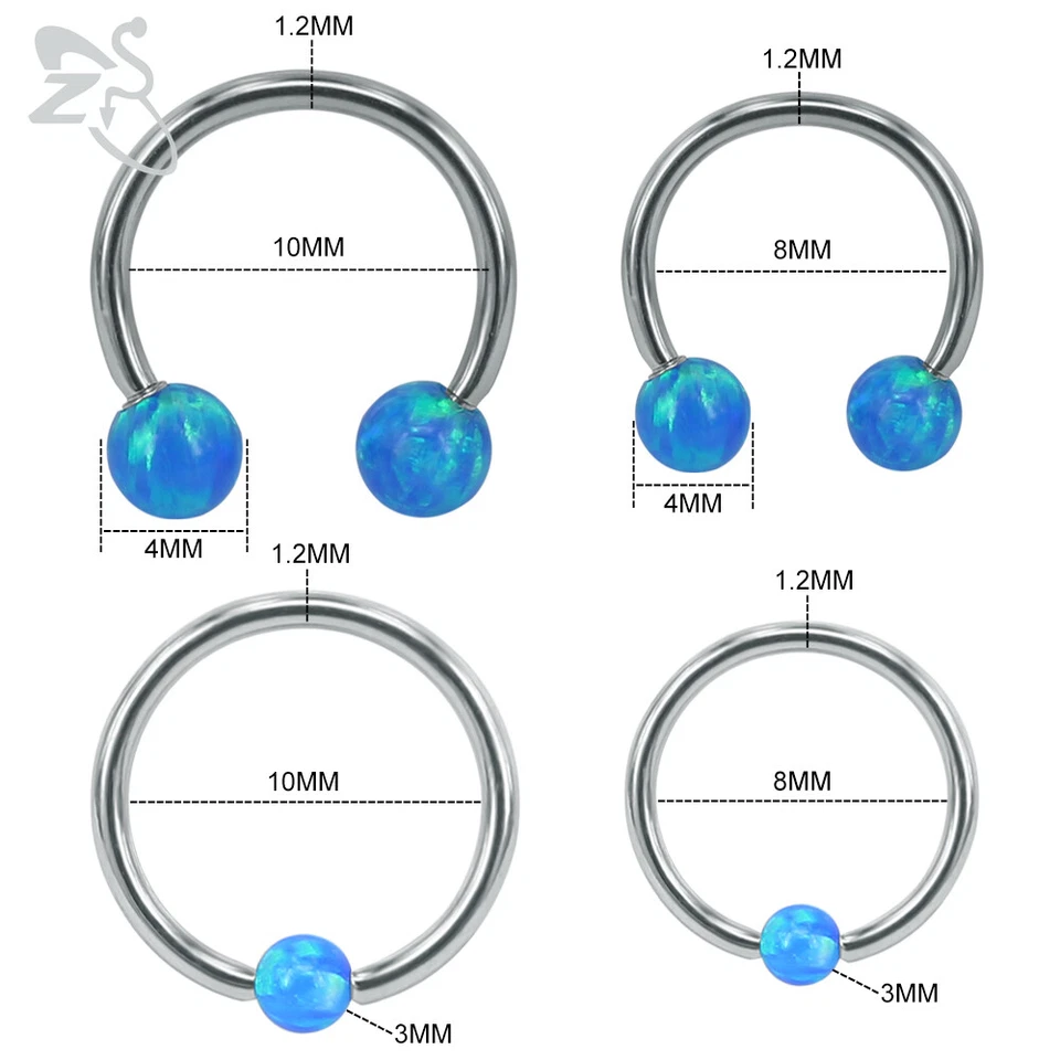 Piercing labial tragus hélice oreja hélice nariz ópalo acero inoxidable 1 pieza Foto 2 de 4