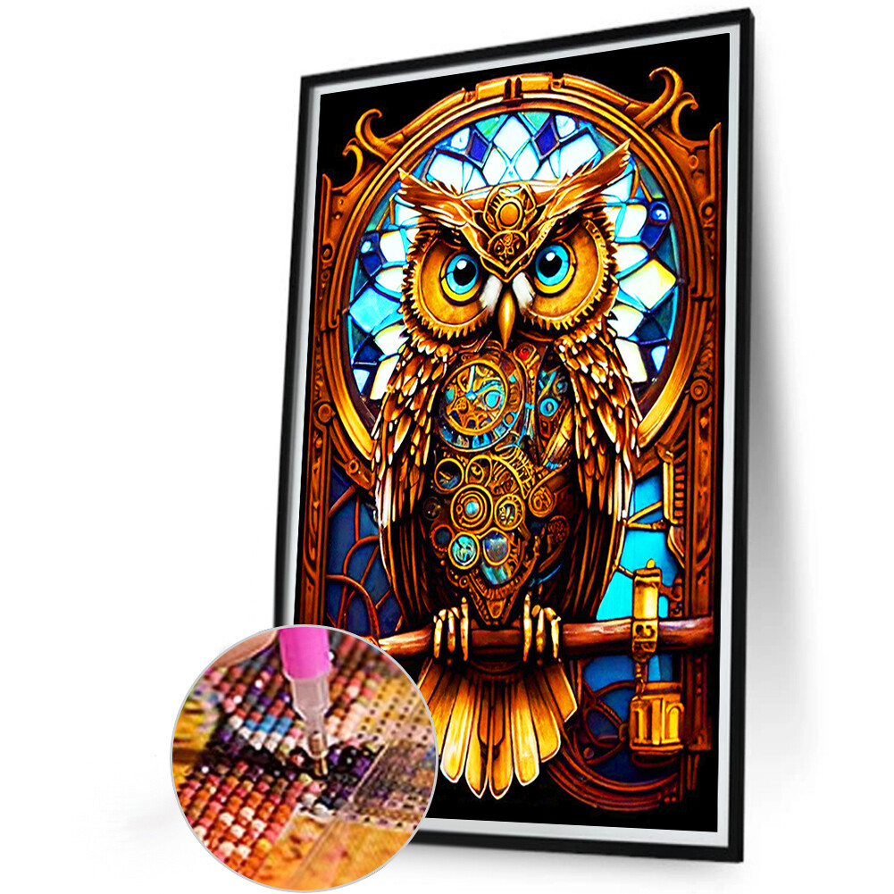 5D DIY Full Round Drill Diamond Painting Owl Kit Home Decoration Art