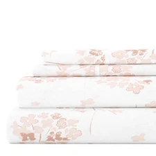 Pink Flower Bunch 4 Piece 100% Cotton Flannel Deep Pocket Sheet Set, Full, Soft