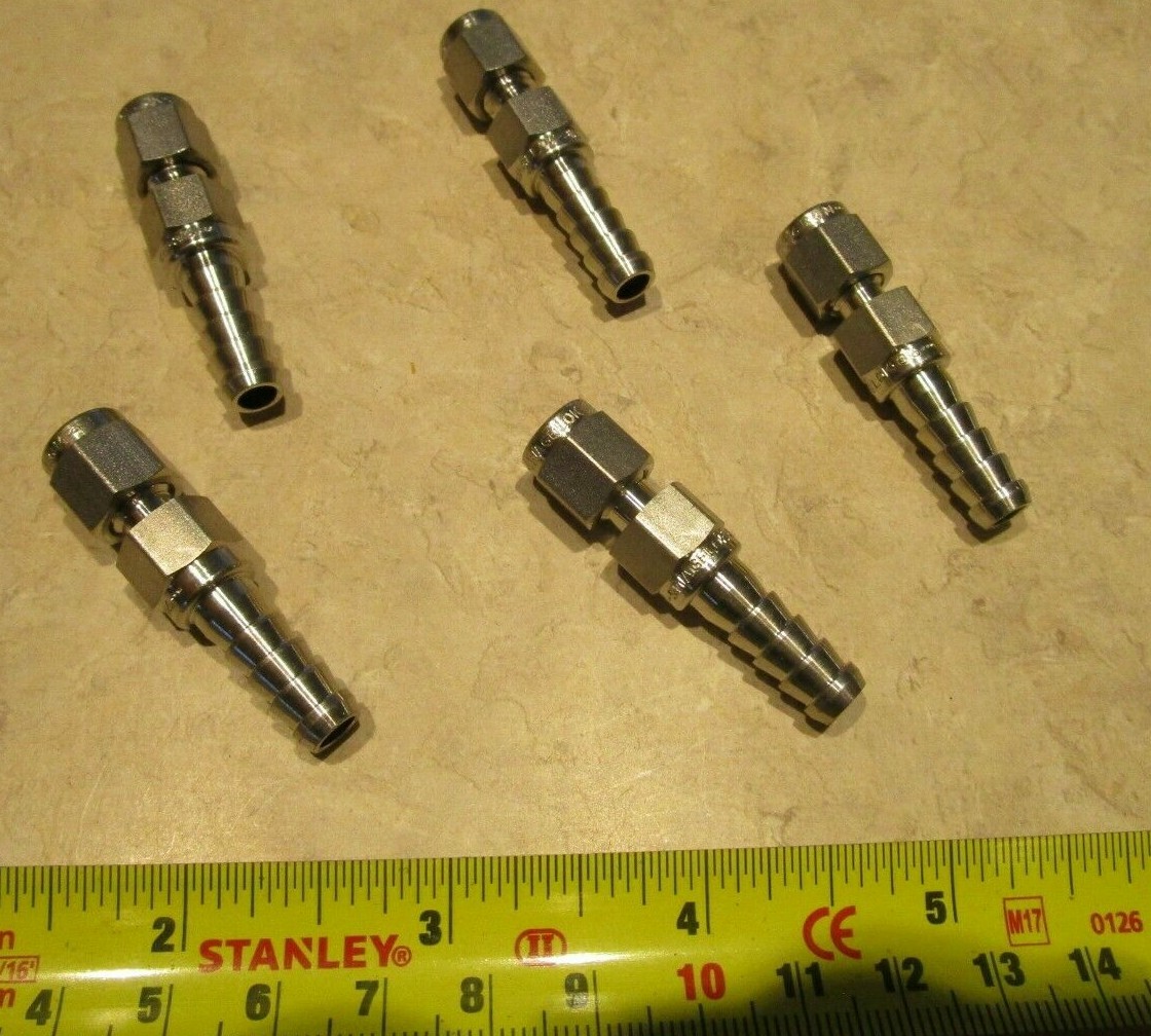 LOT OF 5 SWAGELOK 1/8 Tube OD x 1/4" Hose Barb Fitting eBay