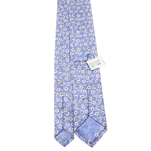 Italo Ferretti NWT Neck Tie Blue/White/Gray Small Floral 100% Silk Made in Italy - Picture 6 of 10