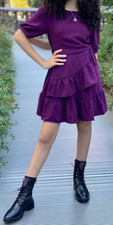 HABITUAL Kids Girl's Mock Wrap Ruffle Dress, Sizes 7-16 Purple