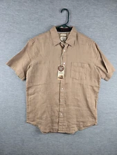Panama Jack Linen Button Shirt Brown Lightweight Size Medium