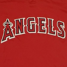 Anaheim Angels Henley Shirt Small Majestic Cool Base MLB MISSING BUTTON 