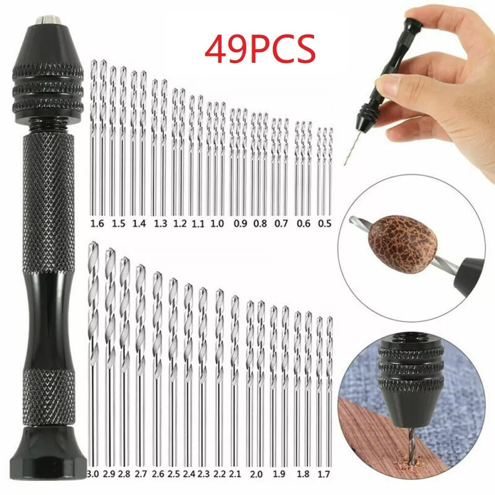 1 Set HSS Hand Push Drill Chuck Drill Pin Vise Bit For Rotary Tool Reliable