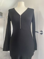 BNWT Lipsy Black Zip Bodycon Dress Size 8
