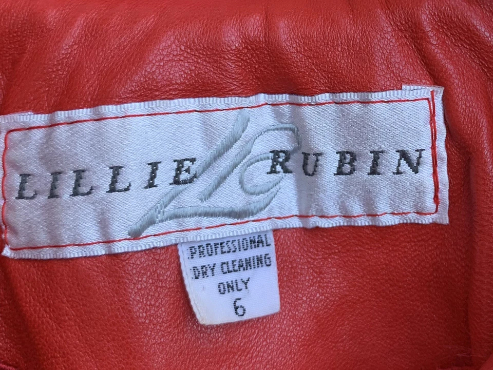 Lillie Rubin Leather Jacket Women Size 6 Red Vintage Y2K Full Length Trench - Image 4 of 4