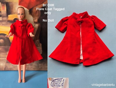 VTG Red Flare Coat Tagged BCCHK Hong Kong ~ Fab Lu Babs Bild Lilli Barbie Doll