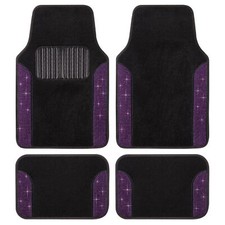 Carbella Diamond Bling Car Mats 4-piece Set Front Rear Floor Mats - Purple Carbella Diamond Bling Car Mats 4-piece Set Front Rear Floor Mats - Purple