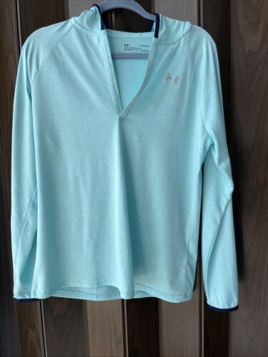 Under Armour Women's Heat Gear Loose V-Neck Pullover Hoodie Blue Size Large