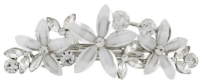 Haarschmuck Braut Wedding Strass Haarspange Crystal Flower Hochzeit Silber Weiß