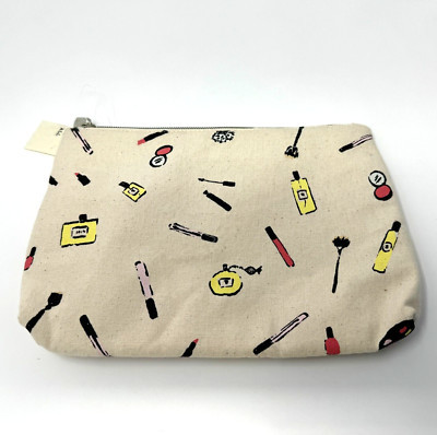 ANTHROPOLOGIE Anthro Beauty Pouch Clutch Makeup Bag Toiletry Purse Make Up Print