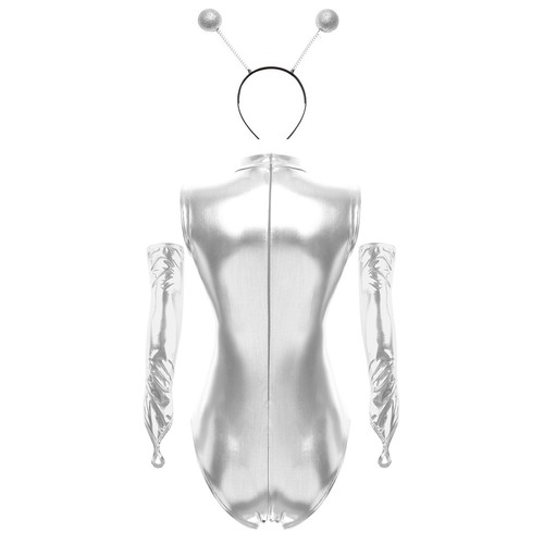 Womens Clubwear Fancy Dress Up Bodysuit Full Zip Costume 3 Piece Leotard Alien - Imagen 22 de 55