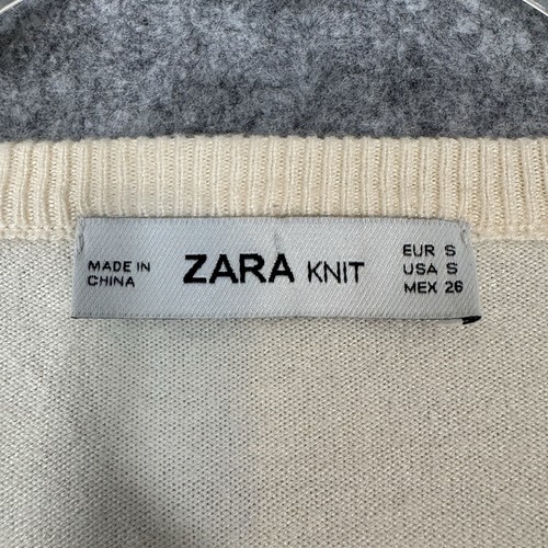 Zara Sweater Womens Small Knit Ruffled Flutter Cozy Top Oversized Cream - Picture 3 of 10