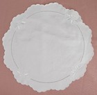 Circular Linen Doily, White, 37 cm Diameter, Vintage, Round Floral