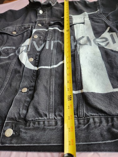 Calvin Klein Logo Extreme Oversized Denim Jacket black size LARGE #clo - Picture 5 of 9