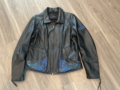 Harley Davidson Ladies Black Leather Evening Star Jacket ,  Large, CA03402