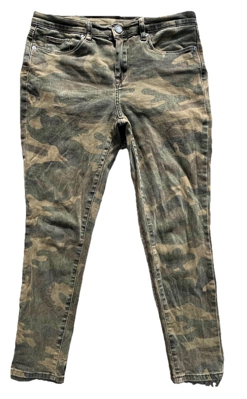 Blank NYC 29 Waist Faded Army Camo Green Stretch Cropped Boho Denim Skinny Jeans