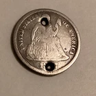 18(7/8)7 CC Liberty Seated US Silver Dime 10C Carson City Mint Holed