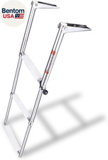 3 Steps Stainless Steel Drop down Telescopic and Folding Boat Ladder with White