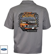 Ford Mustang Hemd Worker licensed 70er Muscle Car USA Logo Vintage Style *0061