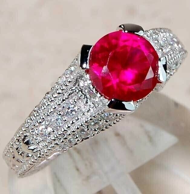 2CT Heat Treated Rubellite Tourmaline 925 Sterling Silver Ring Jewelry Sz 7 U3-8
