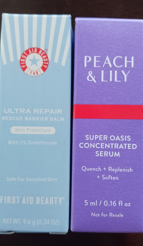 LOT OF 2 PEACH LILY SUPER OASIS SERUM FIRST AID ULTRA BALM .16 .34 oz TRAVEL NIB
