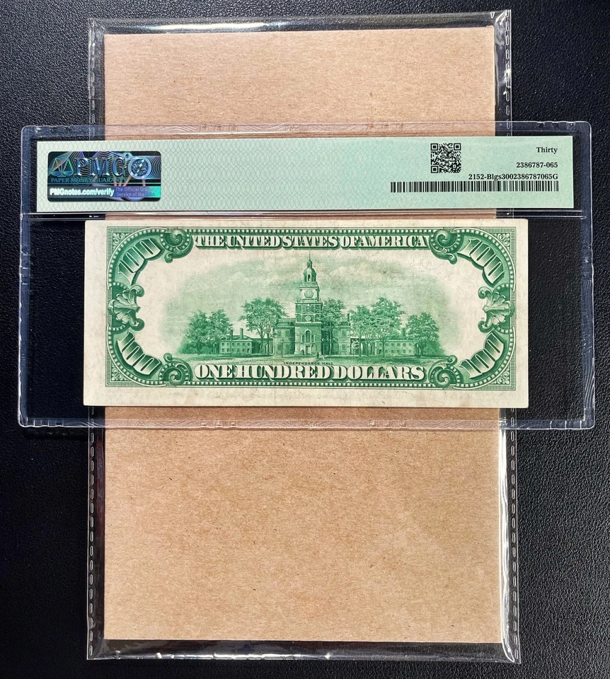 Fr. 2152-Blgs 1934 $100 Federal Reserve Note NY "Light Green Seal" PMG 30 - VF - Image 2 of 2
