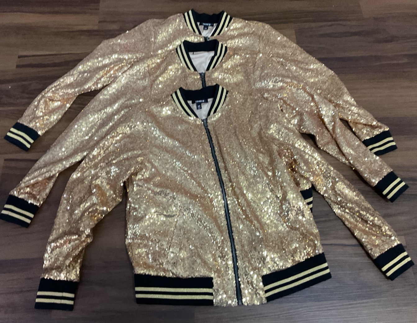 Torrid Women's Lot Of 3 Gold And Black Sparkly Jackets Brand New 00/=M/L image 7