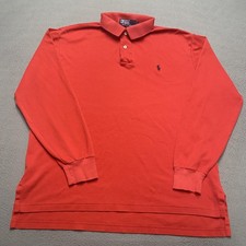 Vintage Polo Ralph Lauren Polo Shirt Mens Large Red Long Sleeve Made USA 90s