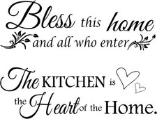 2 Sheets Bless This Home Wall Decor Decals Kitchen Quote Stickers All Who Enter
