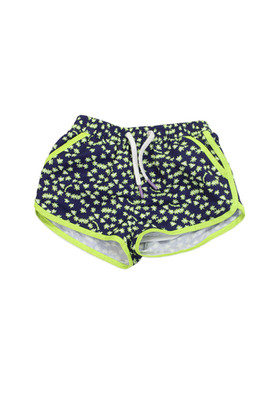 Bonpoint Girls Elastic Waistband Drawstring Printed Lined Mini Shorts Navy Size