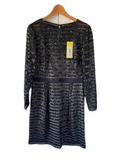 Ladies Karen Millen Sequin Evening Party Dress Black BNWT Size U.K. 14 RRP £250