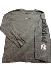 Timberland Boys Graphic T-Shirt Grey Long Sleeve Crew 100 Cotton Large 10-12