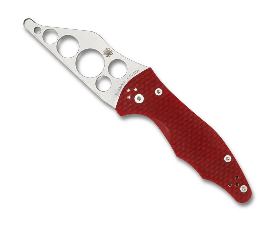 Cuchillo de bolsillo Spyderco Knives Yojimbo 2 Trainer borde romo rojo G-10 C85TR2 Foto 3 de 4
