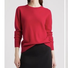 Nordstrom CHERRY RED 100 Cashmere Crewneck Sweater sz M