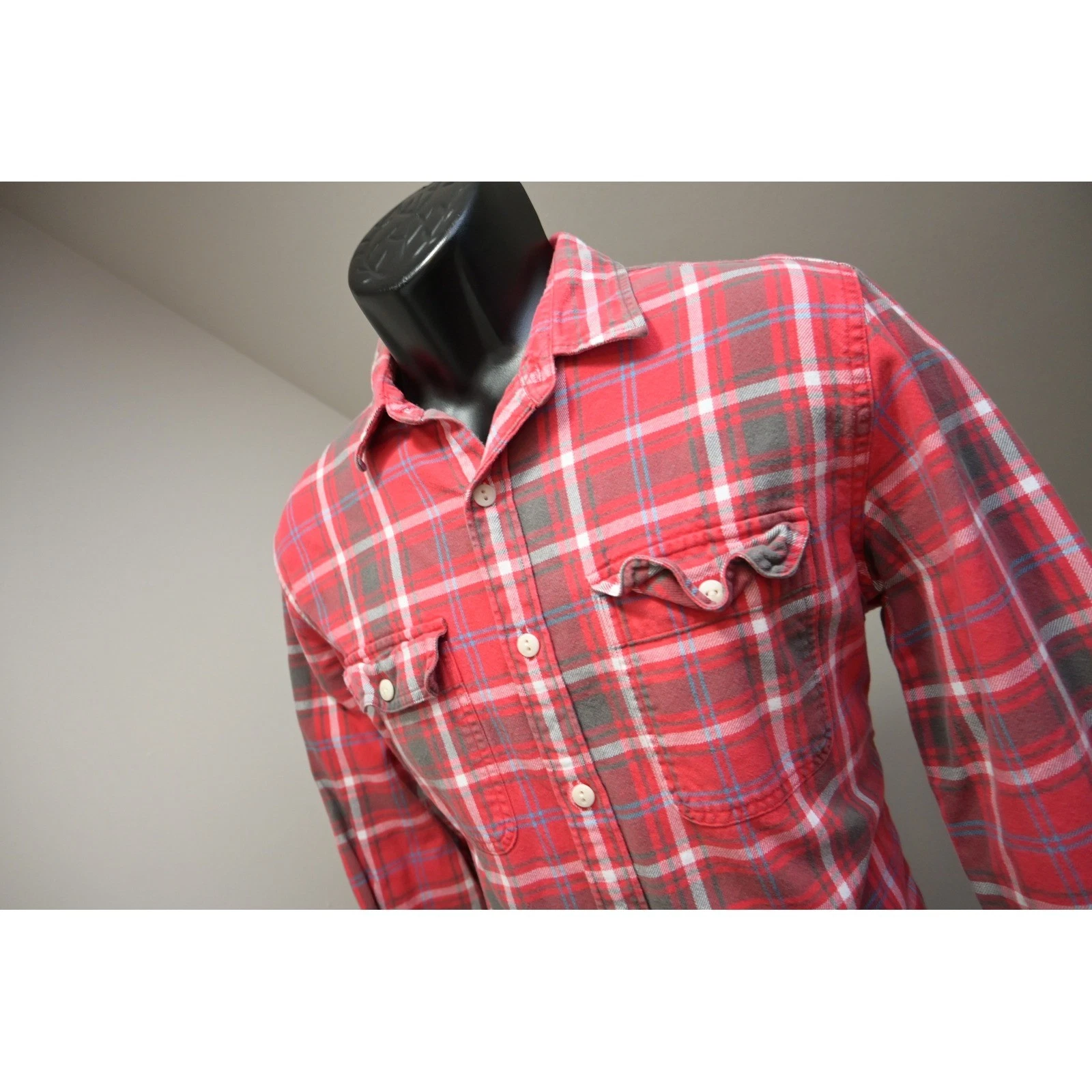 J. Crew Flannel Dress Shirt Mens Medium Red Plaid Long Sleeve Button Down