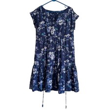 Gap Y2K Babydoll Dress 90s Grunge Blue Purple Floral Cottage Romantic Boho