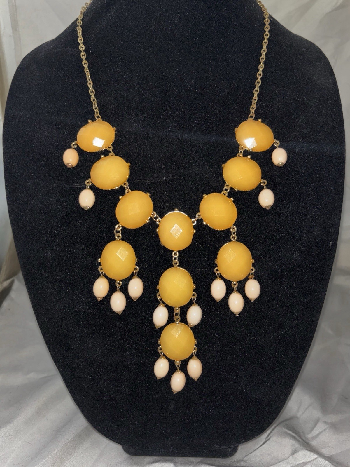 statement bib necklace featuring large yellow cab… - image 1