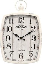 Menterry Rectangle Retro Large Wall Clock, Old-Fashioned Vintage Design, White 