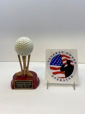 Golf Award Trophy Rosewood base 6" Tall FREE Custom Engraving "Support the Vet"