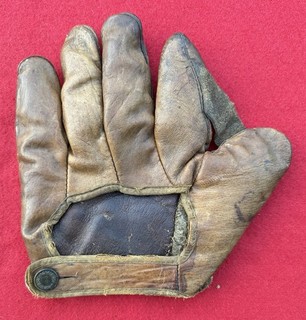 Vintage Circa 1910s Youth Baseball Glove 1” Sewn Web Leather Antique